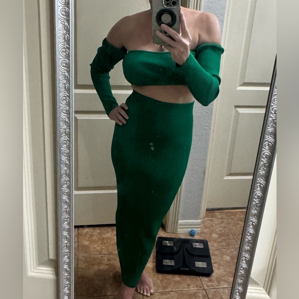 The Vintage Shop Green Skirt Set
